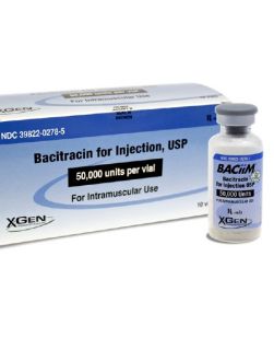 Bacitracin 50,000 Unit Intramuscular Injection Vial 10 Vials