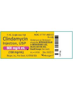 Antibacterial Clindamycin Phosphate Concentrate 150 mg / mL Intramuscular or Intravenous Injection Single Dose Vial 4 mL