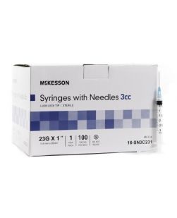 Syringe with Hypodermic Needle McKesson 3 mL 23 Gauge 1 Inch Detachable Needle Without Safety