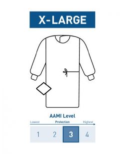 Non-Reinforced Surgical Gown with Towel McKesson X-Large Unisex AAMI Level 3 Sterile Blue