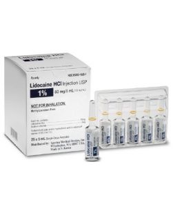 Anesthetic Lidocaine HCl 10 mg / mL, 1% Injection Ampule 5 mL  (25/BX 36BX/CS)