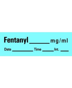 Pre-Printed Label Timemed Anesthesia Label Fentanyl Blue 1-1/2 X 1/2 Inch