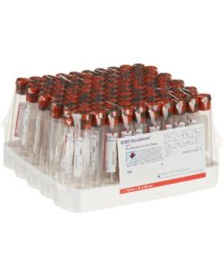 Plastic Tube, Conventional Stopper, 16mm x 100mm, 8.5mL, Red/ Gray, Paper Label, Silica/ Gel, 100/pk (10 pk/cs, 36 cs/plt) (Continental US Only)