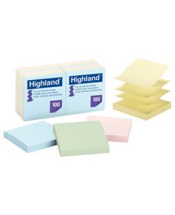 Self-Stick Pop-Up Notes, 3 x 3, Assorted Pastel, 100-Sheet, 12/Pack (PK/1)