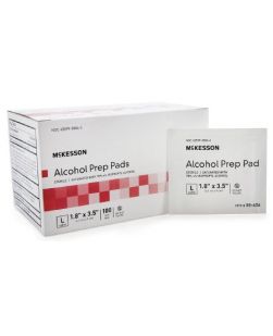 Alcohol Prep Pad McKesson Isopropyl Alcohol, 70% Isopropyl Alcohol, 70% Individual Packet Large , 1.8 X 3.5 Inch Sterile (100/BX)