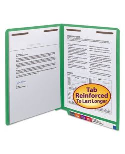 WaterShed/CutLess End Tab 2-Fastener Folders, Straight Tab, Letter Size, Green, 50/Box (BX/1)