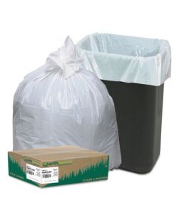 Recycled Tall Kitchen Bags, 13-16gal, .8mil, 24 x 33, White, 150 Bags/Box 