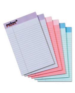 Prism + Writing Pads, Narrow Rule, 5 x 8, Assorted Pastel Sheet Colors, 50 Sheets, 6/Pack (PK/1)