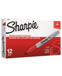 Fine Tip Permanent Marker, Red, Dozen (DZ/1)