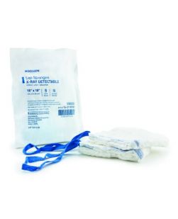 Surgical Laparotomy Sponge McKesson X-Ray Detectable Cotton 18 X 18 Inch 5 Count Soft Pack Sterile