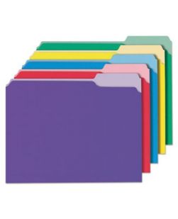 Deluxe Colored Top Tab File Folders, 1/3-Cut Tabs, Letter Size, Assorted, 100/Box (BX/1)