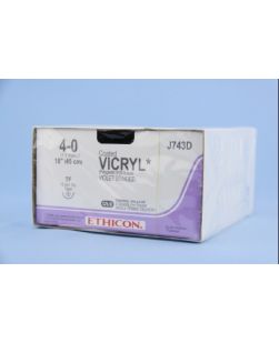 Suture with Needle Coated Vicryl™ Absorbable Coated Violet Suture Braided Polyglactin 910 Size 4-0 18 Inch Suture 1-Needle 13 mm Length 1/2 Circle Taper Point Needle