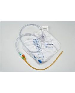 Foley Catheterization Tray, Silicone Coated Latex Catheter, 16FR, 5cc Drain Bag, 10/cs (Continental US Only)