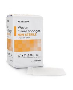Gauze Sponge McKesson Cotton 8-Ply 4 X 4 Inch Square NonSterile (200/BG)