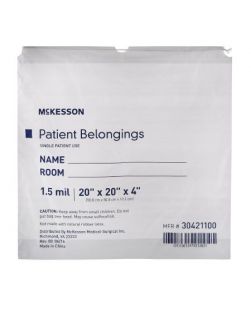 Patient Belongings Bag McKesson 4 X 20 X 20 Inch Polyethylene Drawstring Closure White
