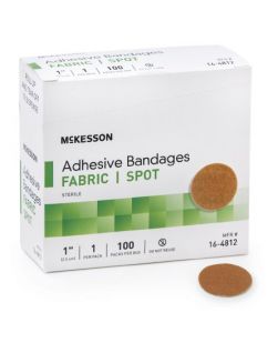 Adhesive Spot Bandage McKesson 1 Inch Fabric Round Tan Sterile (100/BX 24BX/CS)