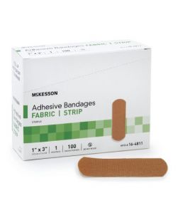 Adhesive Strip McKesson 1 X 3 Inch Fabric Rectangle Tan Sterile (100/BX 24BX/CS)