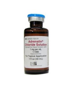 Adrenalin® Chloride Solution Alpha- and Beta-Adrenergic Agonist Epinephrine 1 mg / mL (1:1000) Solution Bottle 1 oz.