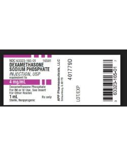 Generic Equivalent to Decadron® Dexamethasone Sodium Phosphate 4 mg / mL Intramuscular or Intravenous Injection Single Dose Vial 1 mL