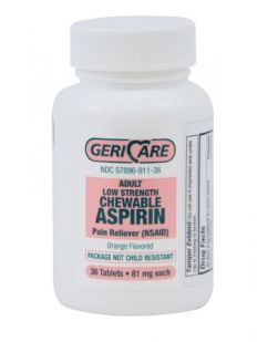 Pain Relief Geri-Care® 81 mg Strength Aspirin Chewable Tablet 36 per Bottle-ASPIRIN, CHEW 81MG (36/BT 12BT/CS)