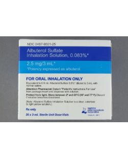 Albuterol Sulfate, Preservative Free 0.083%, 2.5 mg / 3 mL Unit Dose, Inhalation Solution Nebulizer Vial 25 Vials (25/BX)