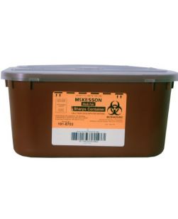 Sharps Container McKesson 2-Piece 5 H X 10 W X 7 D Inch 1 Gallon Red Horizontal Entry Lid