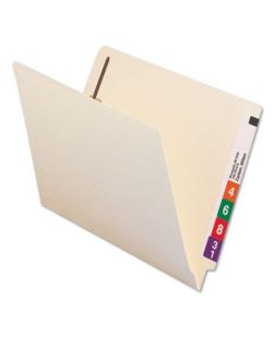Reinforced End Tab File Folders with Two Fasteners, Straight Tab, Letter Size, Manila, 50/Box (BX/1)