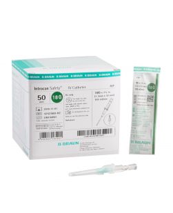 Catheter IV, Straight, Safety FEP, 18G x 1¼, 50/bx, 4 bx/cs