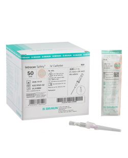 Catheter IV, Straight, Safety Polyurethane, 20G x 1, 50/bx, 4 bx/cs