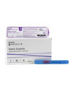 Safety Scalpel McKesson Prevent® B Size 15 Stainless Steel / Plastic Plastic Sterile Disposable