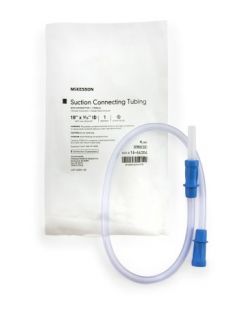 Suction Connector Tubing McKesson 1-1/2 Foot Length 3/16 Inch ID Sterile Female / Male Connector Female / Male Connector Clear Ribbed OT Surface PVC