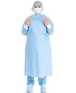 Non-Reinforced Surgical Gown with Towel Halyard Basics Large Unisex Sterile Blue