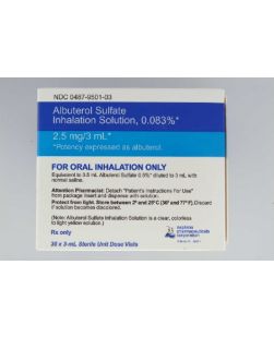 Albuterol Sulfate, Preservative Free 0.083%, 2.5 mg / 3 mL Unit Dose, Inhalation Solution Nebulizer Vial 30 Vials(30/CT)