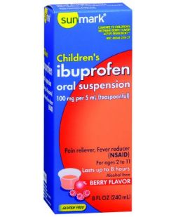 Childrens Pain Relief sunmark® 100 mg / 5 mL Strength Ibuprofen Oral Suspension 8 oz.-IBUPROFEN, ORAL SUSPENSION BERRY SM CHILD 100MG/5ML 8OZ