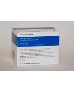 Beta-Adrenergic Agonist Albuterol Sulfate, Preservative Free 0.083%, 2.5 mg / 3 mL Unit Dose, Inhalation Solution Nebulizer Vial 25 Vials