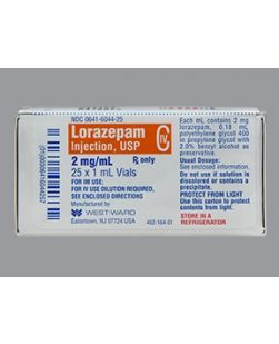 Lorazepam 2 mg / mL Intramuscular or Intravenous Injection Vial 1 mL CIV