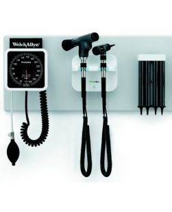 Integrated Wall System Green Series™ 777 Wall Board, GS777 Wall Transformer, Coaxial Ophthalmoscope, Diagnostic Macroview™ Otoscope, Kleenspec® Dispenser, Wall Aneroid