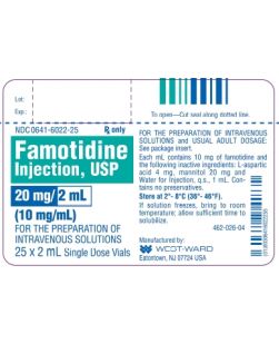 Famotidine, Preservative Free 10 mg / mL Intravenous Injection Single Dose Vial 2 mL