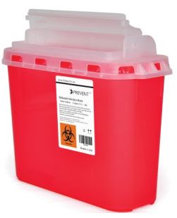 Sharps Container McKesson Prevent® 2-Piece 11 H X 12 W X 4-3/4 D Inch 5.4 Quart Red Horizontal Entry Lid