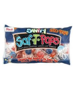 Lollipop Swirl Saf-T-Pops® Blueberry / Strawberry / Orange / Cherry Vanilla Swirl Flavors 5 lbs.(120/BX 12BX/CS)
