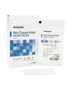 Skin Closure Strip McKesson 1/4 X 1-1/2 Inch Nonwoven Material Reinforced Strip White  (6/PK 50PK/BX 4BX/CS)