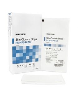 Skin Closure Strip McKesson 1/2 X 4 Inch Nonwoven Material Reinforced Strip White (6/PK 50PK/BX 4BX/CS) 