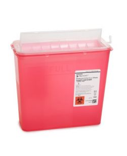 Sharps Container McKesson Prevent® 2-Piece 10-3/4 H X 10-1/2 W X 4-3/4 D Inch 5 Quart Red Horizontal Entry Lid (10/BX 2BX/CS