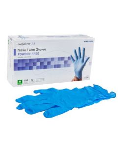 Exam Glove McKesson Confiderm 3.8 Medium NonSterile Nitrile Standard Cuff Length Textured Fingertips Blue Not Chemo Approved GLOVE EXAM NITRL 3.8 PF BLUE MED (100/BX 10BX/CS)