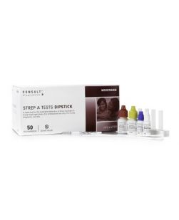 Rapid Test Kit McKesson Consult™ Infectious Disease Immunoassay Strep A Test Throat / Tonsil Saliva Sample CLIA Waived 50 Tests-TEST, KIT STREP A DIPSTICK WAIVED (50/KT)