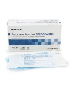 Sterilization Pouch McKesson EO Gas / Steam 3-1/2 X 5 Inch Transparent Blue / White Self Seal Paper / Film