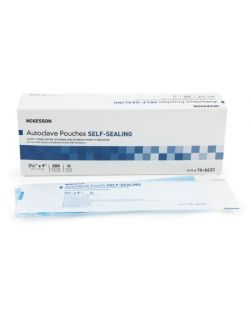 Sterilization Pouch McKesson EO Gas / Steam 5-1/4 X 10 Inch Transparent Blue / White Self Seal Paper / Film