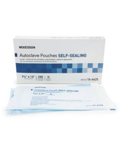 Sterilization Pouch McKesson EO Gas / Steam 7-1/2 X 13 Inch Transparent Blue / White Self Seal Paper / Film