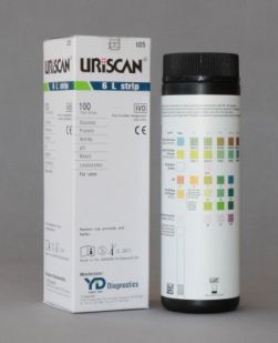 6L Urine Test Strips, Tests for Blood, Protein, Nitrile, pH, Glucose, and Leucocytes, 100strips/btl