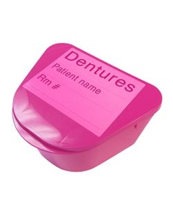 Denture Cup with Hinged Lid, Blue, 24/cs